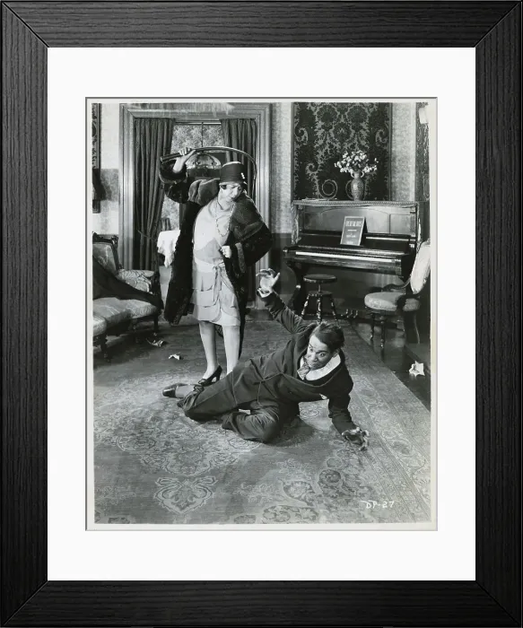 Framed Print : Woman Threatening Man with Whip Framed Print : Woman Threatening Man with Whip