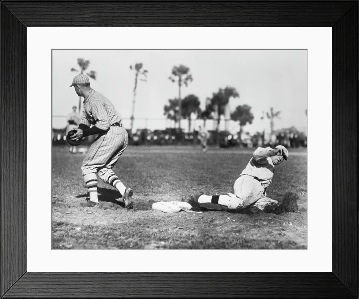 Framed Print : Ty Cobb Slides Back To First 1928 Framed Print : Ty Cobb Slides Back To First 1928