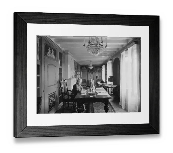 Framed Print : Selma Lagerlof Writing at Desk
