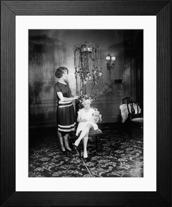 Framed Print : Girl Gets Permanent Wave Hairdo Framed Print : Girl Gets Permanent Wave Hairdo