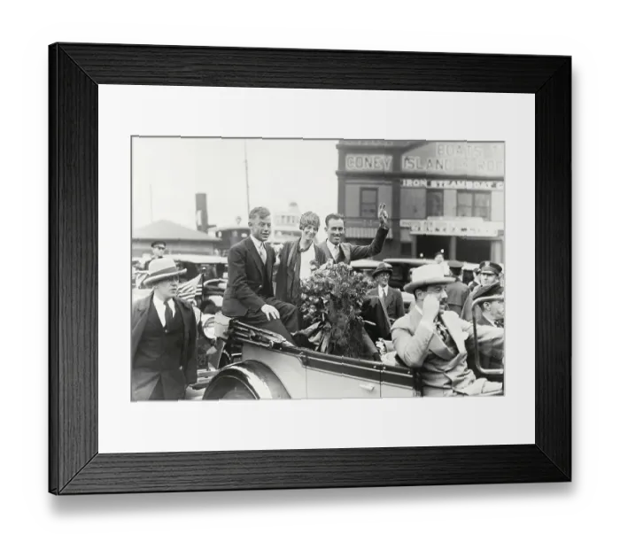 Framed Print : Amelia Earhart and Others Riding in Motorcade Framed Print : Amelia Earhart and Others Riding in Motorcade