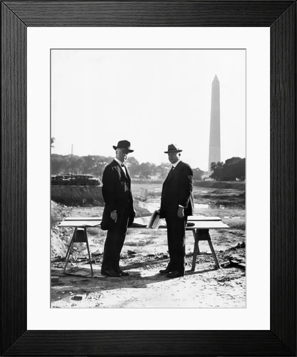 Framed Print : Herbert Hoover and William F. Whiting Surveying Land Framed Print : Herbert Hoover and William F. Whiting Surveying Land