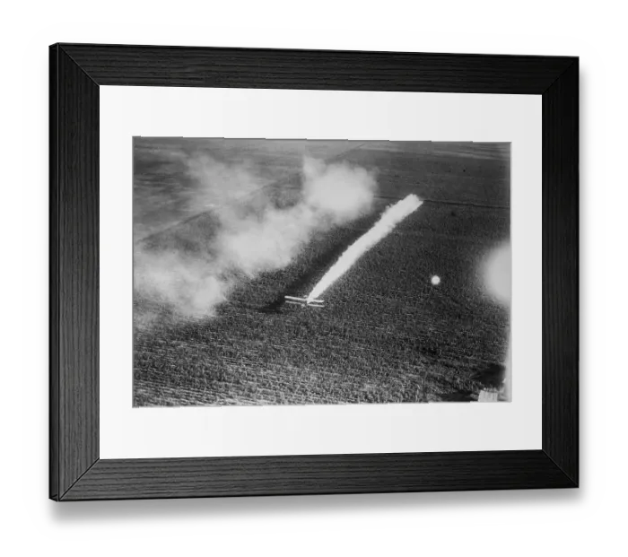 Framed Print : Plane Crop-Dusting a Field Framed Print : Plane Crop-Dusting a Field