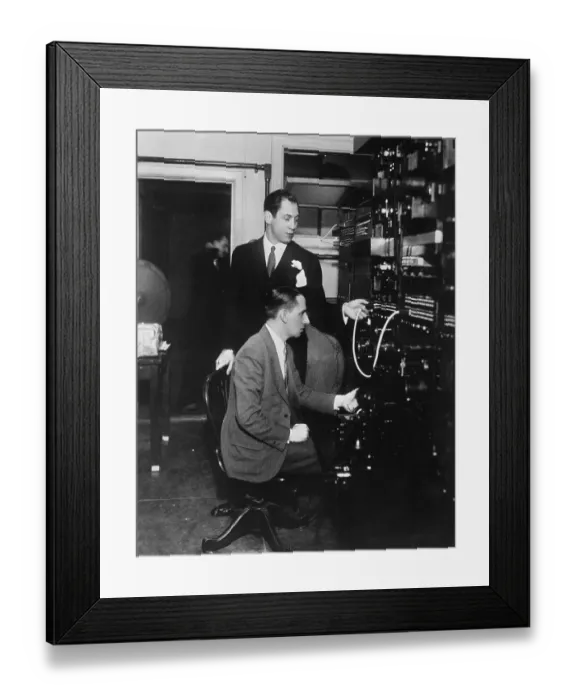 Framed Print : William S. Paley Working Radio Station Controls