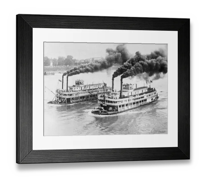 Framed Print : Aerial View of Steamboats Racing Framed Print : Aerial View of Steamboats Racing