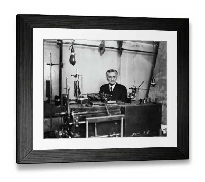 Framed Print : Physicist A.A. Michelson in Laboratory Framed Print : Physicist A.A. Michelson in Laboratory
