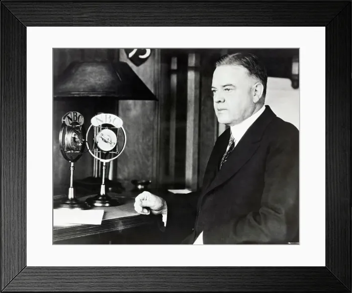 Framed Print : Presidential Candidate Herbert Hoover Doing NBC Radio Broadcast Framed Print : Presidential Candidate Herbert Hoover Doing NBC Radio Broadcast