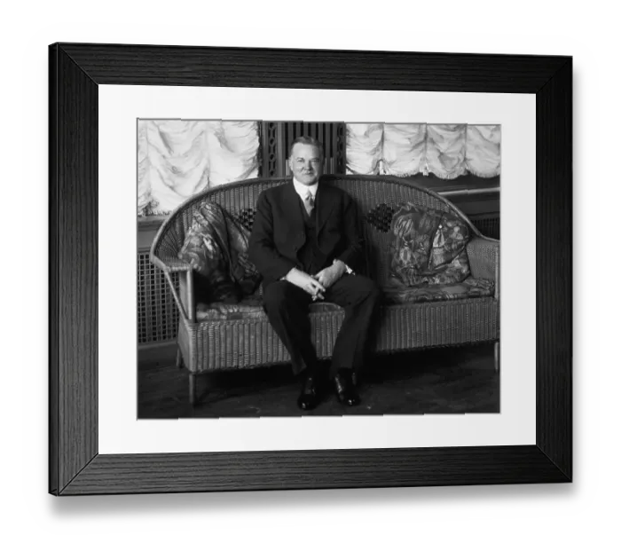 Framed Print : Herbert Hoover Seated On Couch Framed Print : Herbert Hoover Seated On Couch
