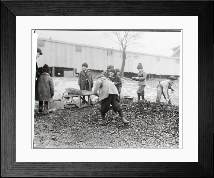 Framed Print : Children Looking for Lumps of Coal Framed Print : Children Looking for Lumps of Coal