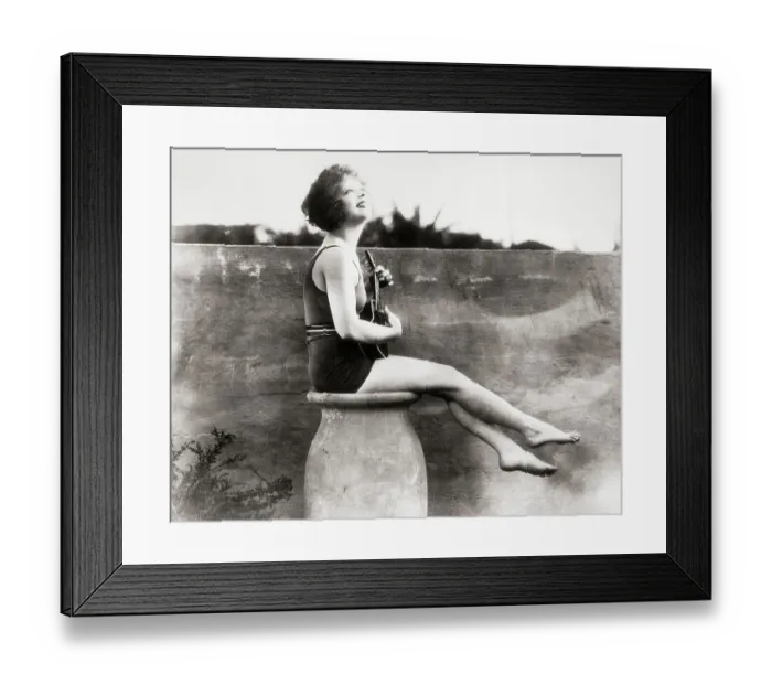 Framed Print : Clara Bow in Bathing Suit Plays Ukulele Framed Print : Clara Bow in Bathing Suit Plays Ukulele