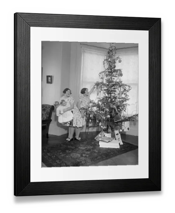 Framed Print : Mary and Margaret Gibb Decorating Tree Framed Print : Mary and Margaret Gibb Decorating Tree