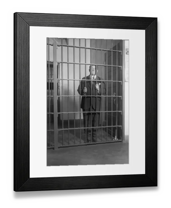 Framed Print : George Remus Looking Through Bars 1927 Framed Print : George Remus Looking Through Bars 1927