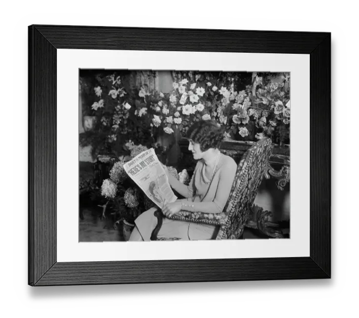 Framed Print : Ruth Elder Reading Newspaper Framed Print : Ruth Elder Reading Newspaper