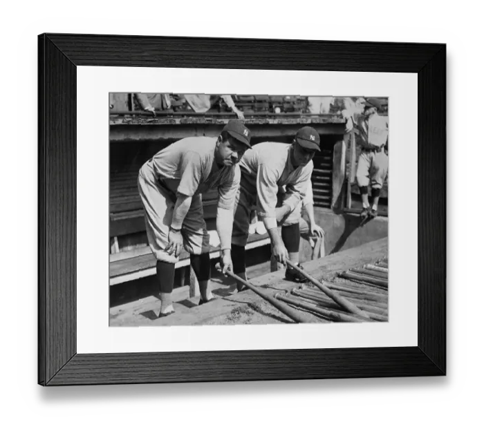 Framed Print : Lou Gehrig and Babe Ruth Choosing Baseball Bats Framed Print : Lou Gehrig and Babe Ruth Choosing Baseball Bats