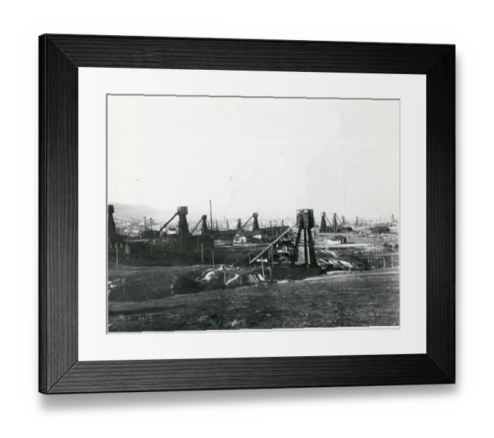 Framed Print : Oil Field With Old Wooden Structures Framed Print : Oil Field With Old Wooden Structures