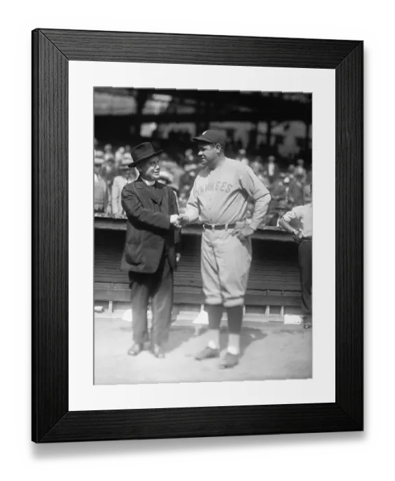 Framed Print : Babe Ruth Shaking Hands with Former Teacher