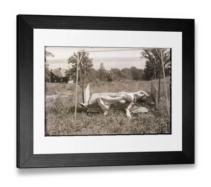 Framed Print : Mrs. Word Leigh Enjoying Sun Bath in Hammock Framed Print : Mrs. Word Leigh Enjoying Sun Bath in Hammock