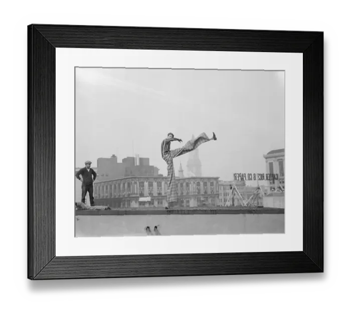 Framed Print : Joseph De Vigilio on Stilts on Rooftop Framed Print : Joseph De Vigilio on Stilts on Rooftop