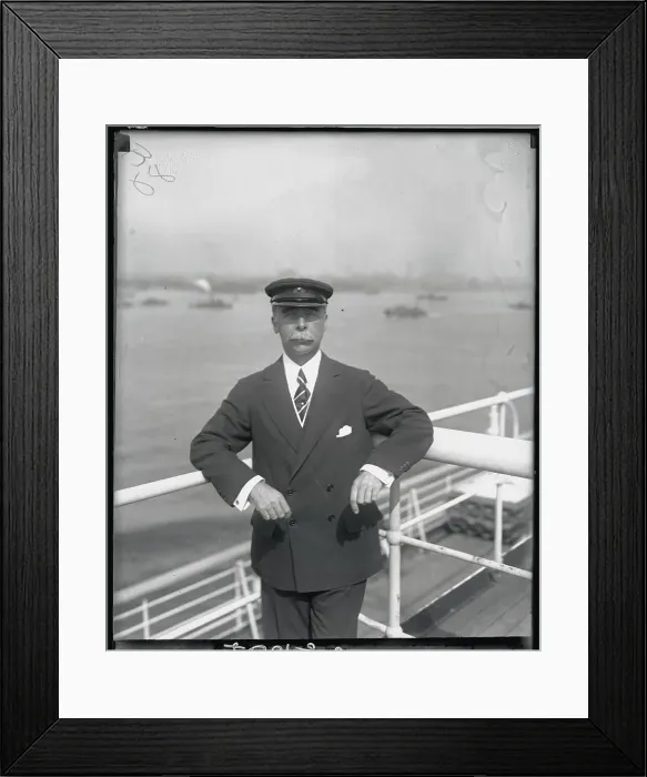 Framed Print : Clarence MacKay Standing on Ship's Deck Framed Print : Clarence MacKay Standing on Ship's Deck