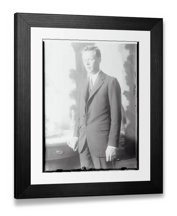 Framed Print : Charles Lindbergh Posing in Suit and Tie Framed Print : Charles Lindbergh Posing in Suit and Tie