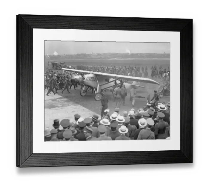 Framed Print : Charles Lindberg Landing in Boston Airport