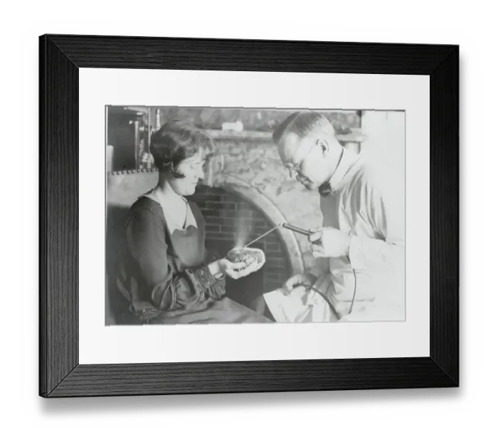 Framed Print : Doctor Demonstrating Use of Diathermic Needle Framed Print : Doctor Demonstrating Use of Diathermic Needle