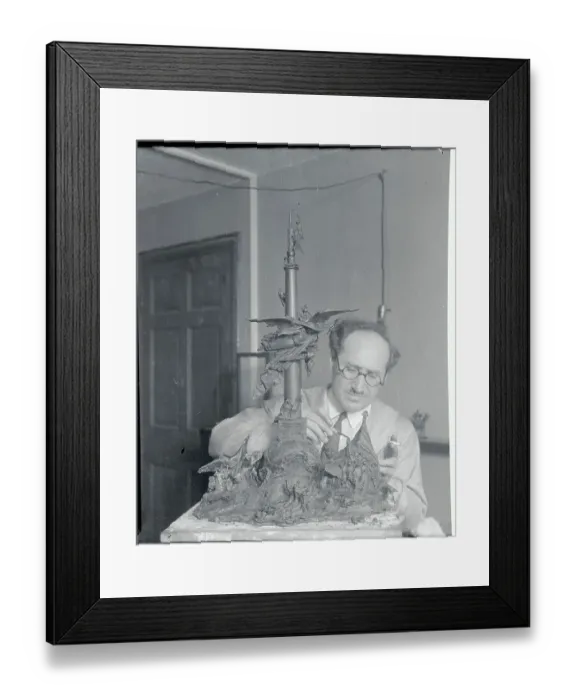 Framed Print : Louis Rosenthal Creating Sculpture for Charles Lindbergh Framed Print : Louis Rosenthal Creating Sculpture for Charles Lindbergh