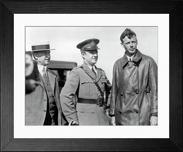 Framed Print : Orville Wright Posing with Major J. F. Curry and Charles Lindbergh Framed Print : Orville Wright Posing with Major J. F. Curry and Charles Lindbergh