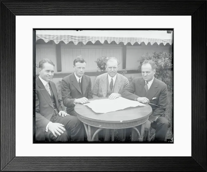 Framed Print : Charles Lindbergh Sitting at Table With Secretaries of Air Framed Print : Charles Lindbergh Sitting at Table With Secretaries of Air