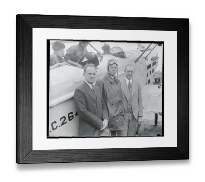 Framed Print : Charles Lindbergh Posing With Air Secretaries at Plane Framed Print : Charles Lindbergh Posing With Air Secretaries at Plane