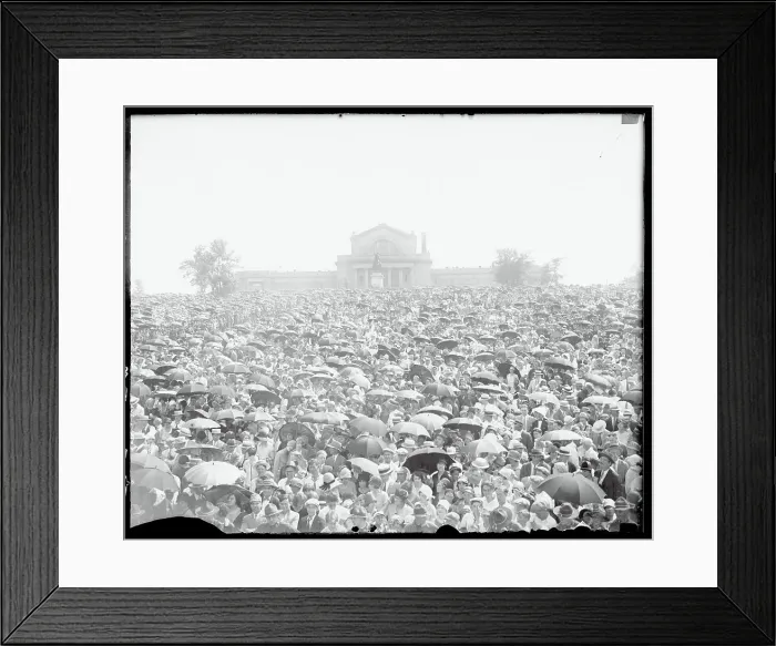 Framed Print : Crowd Gathering to Listen to Lindbergh Framed Print : Crowd Gathering to Listen to Lindbergh
