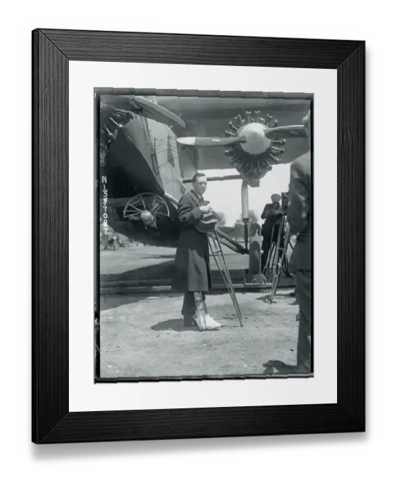 Framed Print : Man Walking with Crutches Framed Print : Man Walking with Crutches