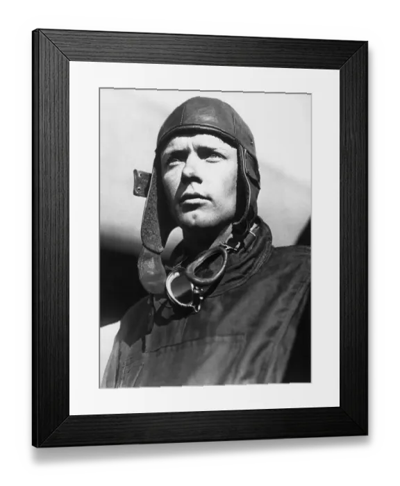 Framed Print : Closeup Portrait of Aviator Charles Lindbergh Framed Print : Closeup Portrait of Aviator Charles Lindbergh