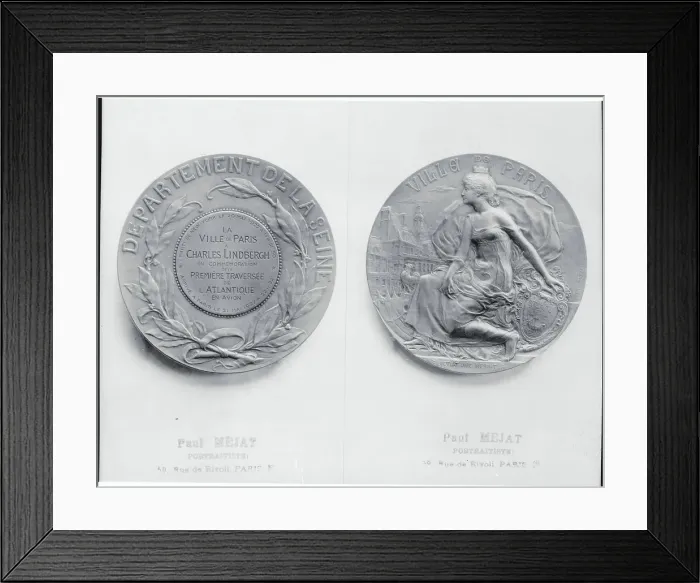 Framed Print : Medal Commemorating Charles Lindbergh Crossing Atlantic Framed Print : Medal Commemorating Charles Lindbergh Crossing Atlantic