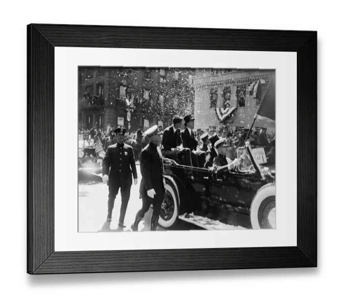 Framed Print : Charles Lindbergh in Parade with Mayor James Walker