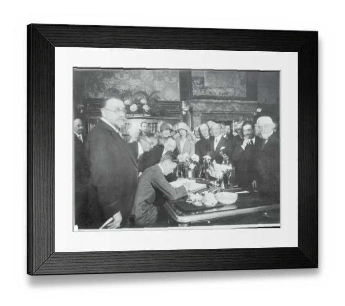 Framed Print : Charles Lindbergh Signing Name in French Livre D'or Framed Print : Charles Lindbergh Signing Name in French Livre D'or