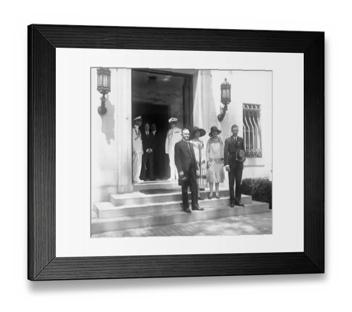 Framed Print : Charles Lindbergh Standing on Steps With Calvin and Mrs. Coolidge Framed Print : Charles Lindbergh Standing on Steps With Calvin and Mrs. Coolidge