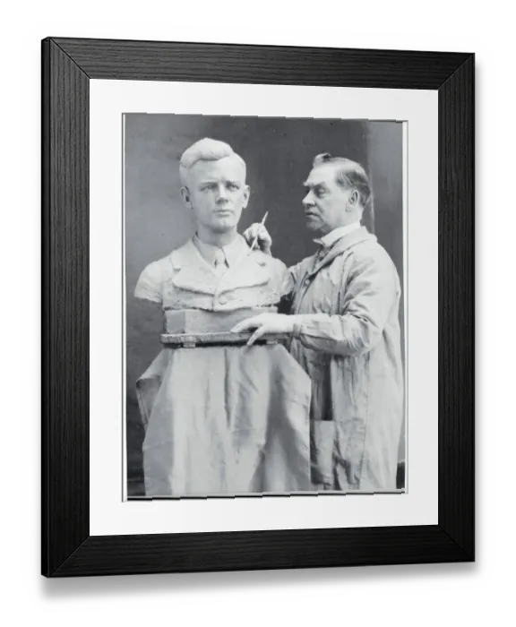 Framed Print : Sculptor Making Bust of Charles Lindbergh as Gift Framed Print : Sculptor Making Bust of Charles Lindbergh as Gift