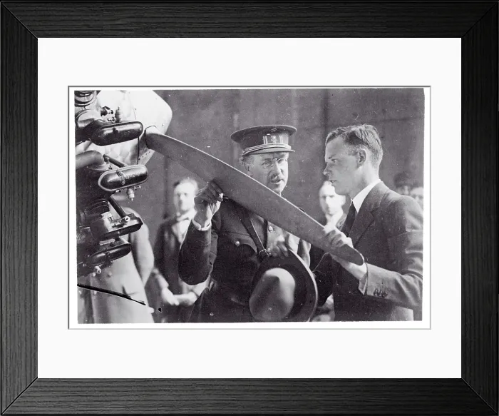 Framed Print : Charles Lindbergh Standing With King Albert and Holding Airplane Model Framed Print : Charles Lindbergh Standing With King Albert and Holding Airplane Model