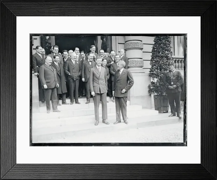 Framed Print : Charles Lindbergh and Myron T. Herrick Standing With Crowd Framed Print : Charles Lindbergh and Myron T. Herrick Standing With Crowd