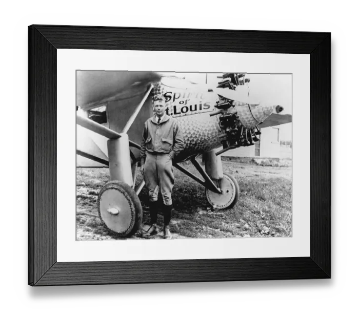 Framed Print : Portrait of Aviator Charles Lindbergh with Spirit of St. Louis Framed Print : Portrait of Aviator Charles Lindbergh with Spirit of St. Louis