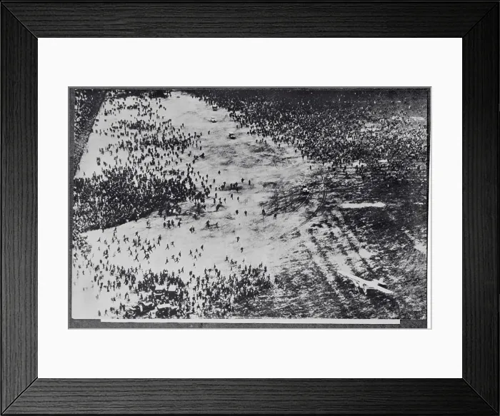 Framed Print : Crowds Rushing Toward Plane Framed Print : Crowds Rushing Toward Plane