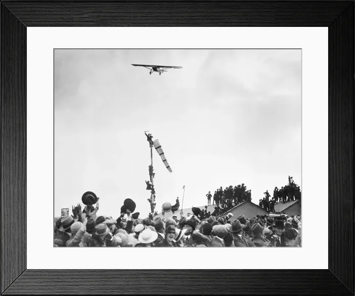 Framed Print : Large Crowd Awaiting Charles Lindbergh After His Transatlantic Flight Framed Print : Large Crowd Awaiting Charles Lindbergh After His Transatlantic Flight