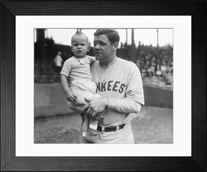 Framed Print : Babe Ruth Holding Infant Actor Framed Print : Babe Ruth Holding Infant Actor