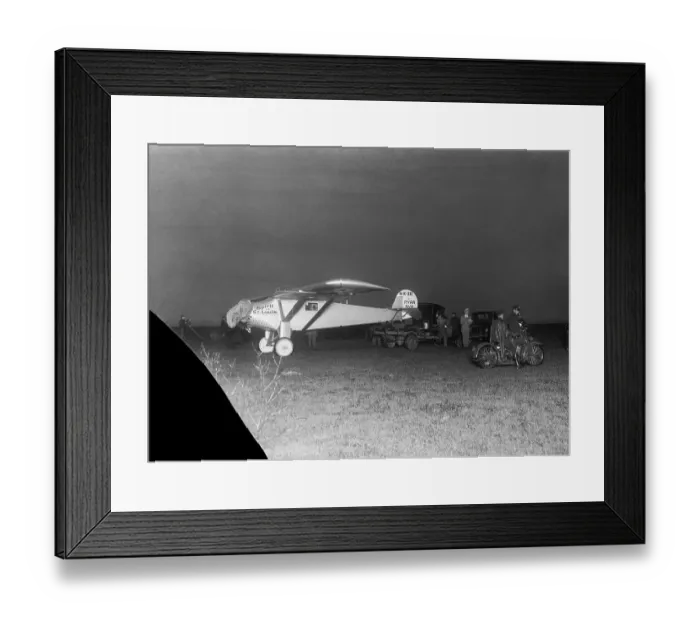 Framed Print : Charles Lindbergh Airplane Being Gased up by Trucks Framed Print : Charles Lindbergh Airplane Being Gased up by Trucks