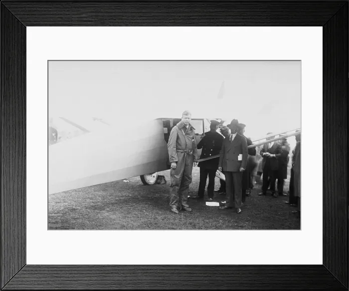 Framed Print : Charles Lindbergh in Togs and Conversing With Others Framed Print : Charles Lindbergh in Togs and Conversing With Others
