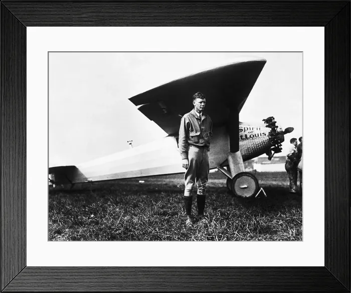 Framed Print : Charles Lindbergh Standing by his Aircraft Framed Print : Charles Lindbergh Standing by his Aircraft