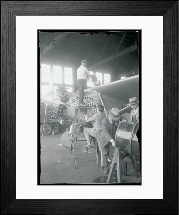 Framed Print : Workers Refueling Charles Lindbergh Airplane Framed Print : Workers Refueling Charles Lindbergh Airplane
