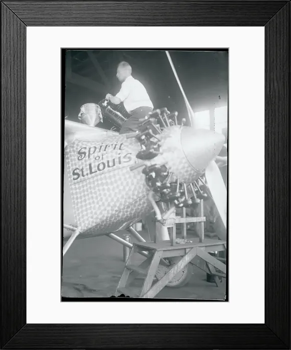 Framed Print : Mechanic Fueling Charles Lindbergh's Spirit of St. Louis Framed Print : Mechanic Fueling Charles Lindbergh's Spirit of St. Louis