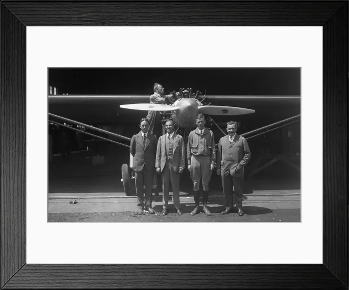 Framed Print : Charles Lindbergh Posing With His Financial Backers on Airfield Framed Print : Charles Lindbergh Posing With His Financial Backers on Airfield